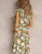 rosa Rochie Cloș Verde din viscoză Florală Ulimpia