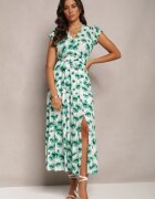 rosa Rochie Cloș Verde Maxi cu imprimeu floral cu elastic în talie Javiky