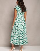 rosa Rochie Cloș Verde Maxi cu imprimeu floral cu elastic în talie Javiky