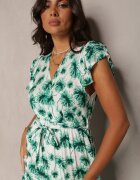 rosa Rochie Cloș Verde Maxi cu imprimeu floral cu elastic în talie Javiky