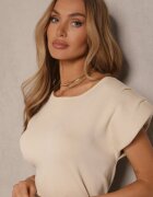 rosa Rochie croială dreaptă bej din viscoză cu o centură suplimentară cu cataramă Pollame