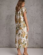 rosa Rochie cu flori din vâscoză croi drept Aedonia Verde