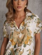rosa Rochie cu flori din vâscoză croi drept Aedonia Verde