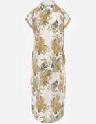 rosa Rochie cu flori din vâscoză croi drept Aedonia Verde