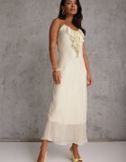 rosa Rochie de seară cu conținut mare de Tencel cu jabou din volănașe Ampile Galbenă