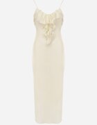 rosa Rochie de seară cu conținut mare de Tencel cu jabou din volănașe Ampile Galbenă
