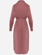 rosa Rochie din satin roz închis petrecută cu elastic și lănțișor în talie Shaffa