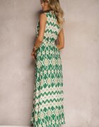 rosa Rochie din Vâscoză Verde în Stil Cămașă cu Cordon din Material în Talie Drevima
