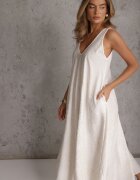 rosa Rochie din viscoză decorată cu broderie cu fir metalic Chionione Albă