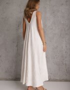 rosa Rochie din viscoză decorată cu broderie cu fir metalic Chionione Albă