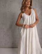 rosa Rochie din viscoză decorată cu broderie cu fir metalic Chionione Albă