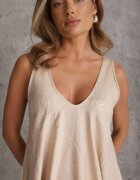rosa Rochie din viscoză decorată cu broderie cu fir metalic Chionione Bej