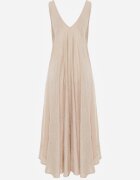 rosa Rochie din viscoză decorată cu broderie cu fir metalic Chionione Bej