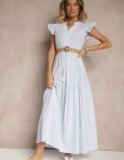 rosa Rochie Evazată Albastră deschisă din Bumbac în stil Boho cu o curea cu cataramă Iffarisa
