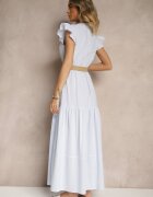 rosa Rochie Evazată Albastră deschisă din Bumbac în stil Boho cu o curea cu cataramă Iffarisa