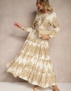 rosa Rochie Evazată Bej cu Viscoză Încheiată cu nasturi Ilathinna