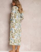 rosa Rochie Evazată Bleu deschis-Verde cu Model Abstract și cu nasturi în partea de sus Skylare