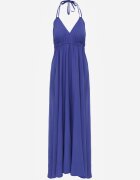 rosa Rochie evazată bleumarin din bumbac cu legătură la gât Panethea