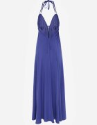 rosa Rochie evazată bleumarin din bumbac cu legătură la gât Panethea