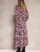 rosa Rochie Evazată Fucsia cu Elastic în Talie și cu Inserție Perforată Margotta