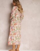 rosa Rochie Evazată Roz-verde cu Model Abstract și Partea Superioară cu Nasturi Skylare