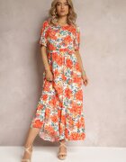 rosa Rochie Evazată Tip cutie Portocalie din Viscoză Jubnon
