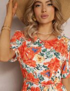 rosa Rochie Evazată Tip cutie Portocalie din Viscoză Jubnon