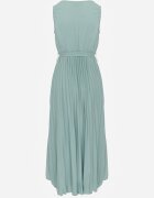 rosa Rochie Evazată Verde Maxi cu Fusta Plisată și cu Talie Elastică Sare