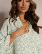 rosa Rochie Evazată Verde Mini cu Volane Durila