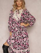 rosa Rochie Fucsia Cloș Maxi cu Volan Maruerilla
