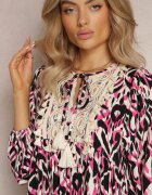 rosa Rochie Fucsia Cloș Maxi cu Volan Maruerilla