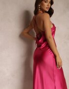 rosa Rochie Fucsia de Satin Chusposea