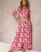 rosa Rochie Fucsia tip cămașă Maxi cu nasturi și mâneci ajustabile Jaye