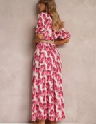 rosa Rochie Fucsia tip cămașă Maxi cu nasturi și mâneci ajustabile Jaye