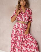 rosa Rochie Fucsia tip cămașă Maxi cu nasturi și mâneci ajustabile Jaye
