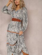 rosa Rochie Gri cu elastic în talie Nossi