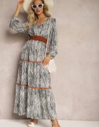 rosa Rochie Gri cu elastic în talie Nossi