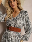rosa Rochie Gri cu elastic în talie Nossi