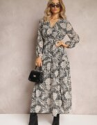 rosa Rochie Gri Maxi cu Decolteu petrecut și elastic în talie Srinika