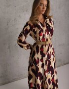 rosa Rochie Imprimată Roșu-Bej cu croi tip cămașă cu curea împletită Mirirani