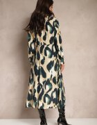 rosa Rochie Imprimată Verde-bej stil cămașă cu curea împletită Mirirani