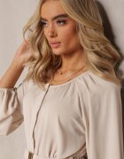 rosa Rochie Jasno Bej Maxi cu croială lejeră cu nasturi și curea cu cataramă metalică Ferian