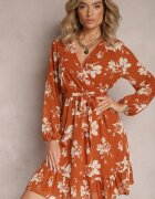 rosa Rochie Maro deschisă Evazată Mini Florală cu talie elastică Elandri