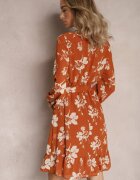 rosa Rochie Maro deschisă Evazată Mini Florală cu talie elastică Elandri