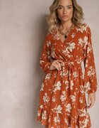 rosa Rochie Maro deschisă Evazată Mini Florală cu talie elastică Elandri