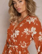 rosa Rochie Maro deschisă Evazată Mini Florală cu talie elastică Elandri
