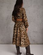 rosa Rochie Maro din Viscoză cu croi petrecut cu curea și elastic în talie cu imprimeu leopard Hannira