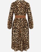 rosa Rochie Maro din Viscoză cu croi petrecut cu curea și elastic în talie cu imprimeu leopard Hannira