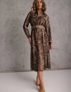 rosa Rochie Maro din Viscoză cu croială tip cămașă cu cordon decorată cu imprimeu de șarpe Norinna