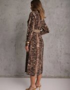 rosa Rochie Maro din Viscoză cu croială tip cămașă cu cordon decorată cu imprimeu de șarpe Norinna